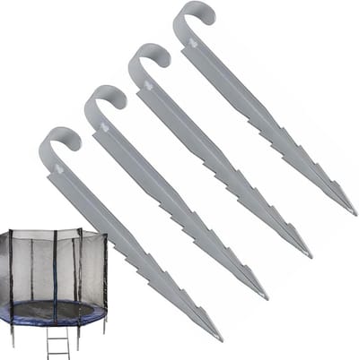 Trampoline Stakes - Grondhaken Swing - Stabiliteit Vergroten - Verzinkt Staal - 4 stuks - Grijs