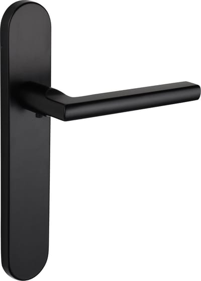 Lavuzo deurkruk Teramo Zwart met afgerond schild | Per set | Deurklink met schild
