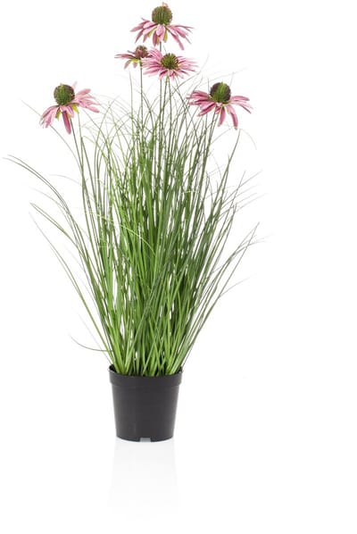 Emerald - Kunstplant Rudbeckia Gras in pot paars 60cm - Kunstplant voor binnen