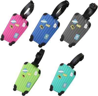 5 stuks labels in gekleurd silicone, voor koffers voor vliegtuigreizen, incheckbagage, geschikt voor reizen om je te helpen je bagage gemakkelijk te herkennen