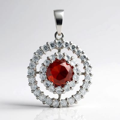 Cavill - Zilveren Hanger - 925 Sterling Zilver - Rode Tijgeroog 1 05 ct - Witte Topaas 1 505 ct - Elegante Ronde Cabochon 27x18 mm