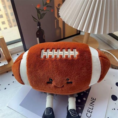 Schattig Antropomorf Amerikaans Voetbal Pluche Speelgoed Zachte Opgezette Rugbybal Lachende Voetbal Pluche met Benen Cadeau voor Sportfans 30CM brown