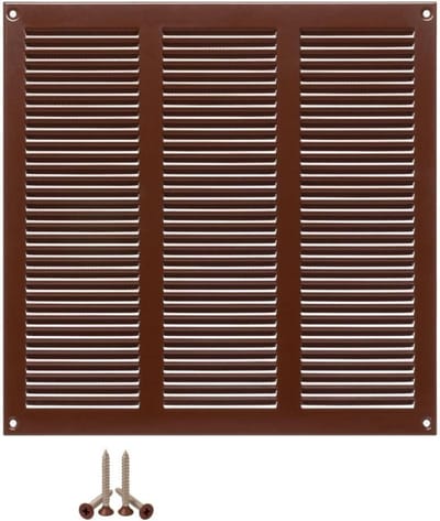 Ventilatierooster Metaal - Afvoerrooster Ventilatie - Luchtcirculatie Verbeteren - Insectenbescherming - 300x300mm - Bruin
