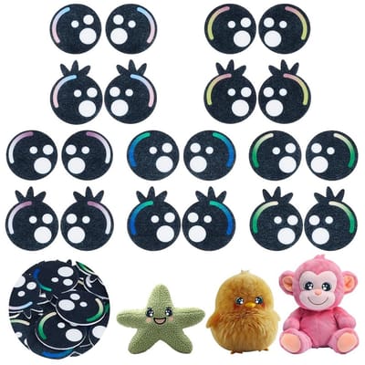Dailygoods- Veiligheidsogen 80 stuks - 37 x 39 mm - Viltmateriaal - Met wimpers - 5 kleuren - Voor knutselen en Amigurumi - Knutselogen