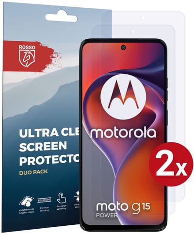 Rosso Screen Protector Geschikt voor Motorola Moto G15 / G15 Power | Ultra Clear Duo Pack | TPU Folie | Case Friendly Beschermfolie | 2 Stuks