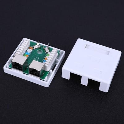 Netwerk Wandconnector - RJ45 Opbouwdoos - Thuis Kantoor - Compact Ontwerp - 2 Poorts - Wit
