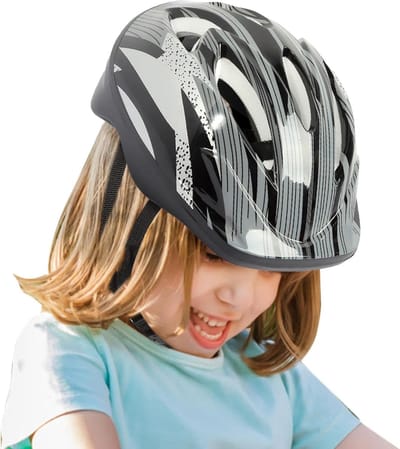 Kinder Helm - Veiligheidshelm Kinderen - Buiten Sporten - Schokabsorberend Ontwerp - 53-55 cm Hoofdomtrek - Grijs Zwart