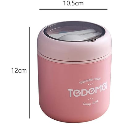 500ml Thermos Lunchbox Draagbare RVS Voedsel Soepcontainers Thermosflessen Thermocup Container Box Keukenaccessoires roze