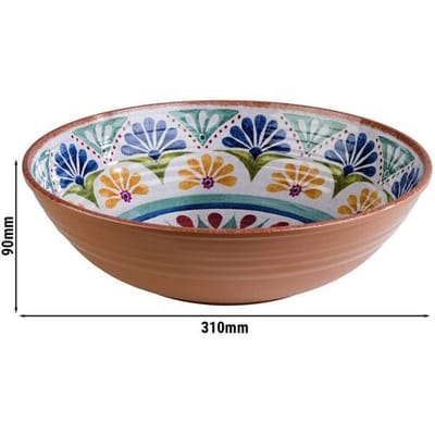 GGM Gastro (6 Stück) Schale - ARABESQUE - Melamin - 3 Liter - Ø 310mm - Terrakotta/Blau