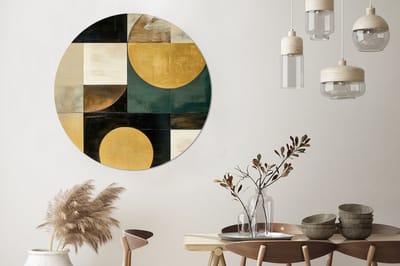 WallCircle - Wandcirkel - Muurcirkel - Abstract - Goud - Brons - Vormen - Geometrisch - Aluminium - Dibond - 140x140 cm - Binnen en Buiten