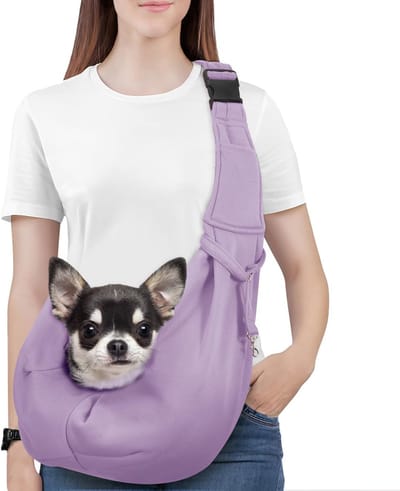 Famanu – Handsfree Sling Draagtas voor Kleine Honden en Katten – Omkeerbare Schoudertas met Verstelbare Band voor Dagelijks Gebruik