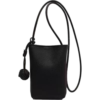 Mobiele Telefoon Schoudertas PU Leer Leuke Mini Portemonnee Over Schouderriem Messenger Bag voor Dames zwart