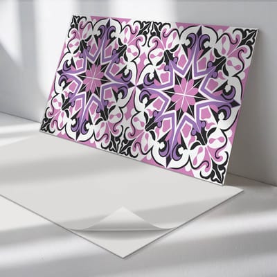 Wallfluent Vinyl Wandpaneel - Bloemensterpatroon Zelfklevend Wandpaneel - 120 cm x 60 cm - Roze PVC wandpaneel - Set van 1 - Rechthoekig Wandbekleding Vinyl - Patroon Wandpaneel - PVC Muurpaneel - Wandpaneel Keuken en Badkamer