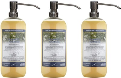 Shampoo Kamille - 1 liter (transparant) - 3 stuks - met zilveren pomp - Voordeelverpakking - Haarverzorging