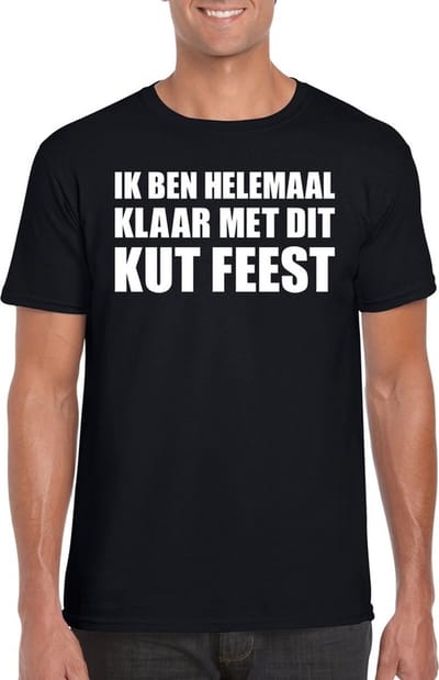Ik ben helemaal klaar met dit kutfeest heren shirt zwart - Heren feest t-shirts S
