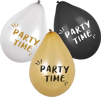 Boland - Set 6 latex ballonnen 'Party time' - Multi - Knoopballon