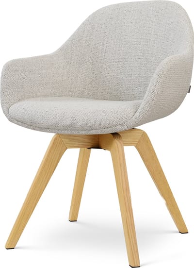 Nolon Noor-Mae draaibare Eetkamerstoel beige gemêleerd - houten onderstel - 360° - scandinavisch - armleuning