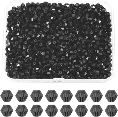 1000 stks 3mm bicone glas kristallen kralen, facet glazen spacer kralen met doos voor sieraden maken armband ketting oorbellen DIY Suncatcher Craft, zwart