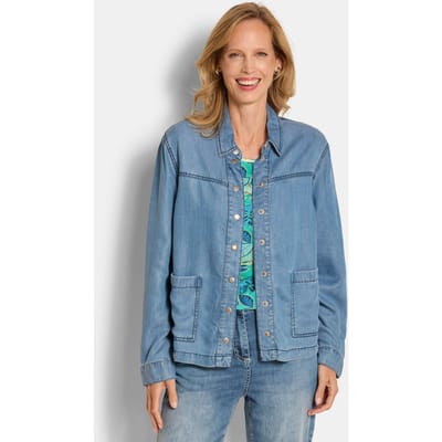 Overhemdjasje in denimlook - lichtblauw - Gr. 42 van Goldner Fashion