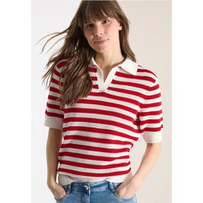 Poloshirt met korte mouwen in gehaakte kwaliteit