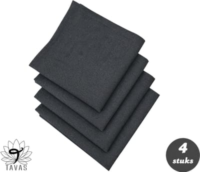 Tavas Servetten - 30 x 30 cm - Set van 4 stuks - Donkergrijze Linnenlook - Katoen