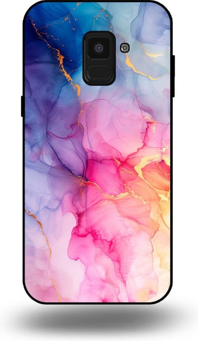 Smartphonica Telefoonhoesje geschikt voor Samsung Galaxy A8 2018 met marmer opdruk - TPU backcover case marble design - Regenboog geschikt voor Samsung Galaxy A8 2018