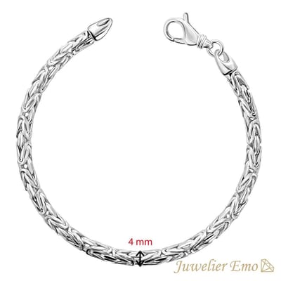 Armband Zilver – Ronde Koningsarmband Zilver – Dikte 4 mm – Lengte 20 CM - LARGE