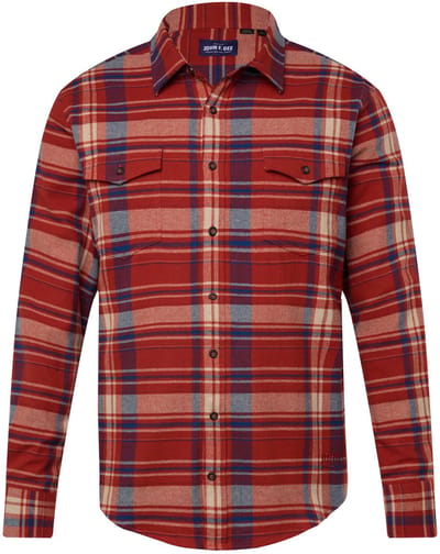 John F. Gee - Heren - Geruit flanellen overhemd lange mouwen kentkraag - Baksteenrood - Maat 3XL