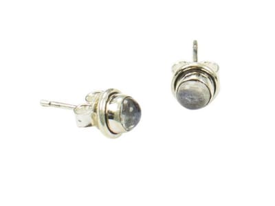 Zilveren knop oorbellen Maansteen 925 zilver