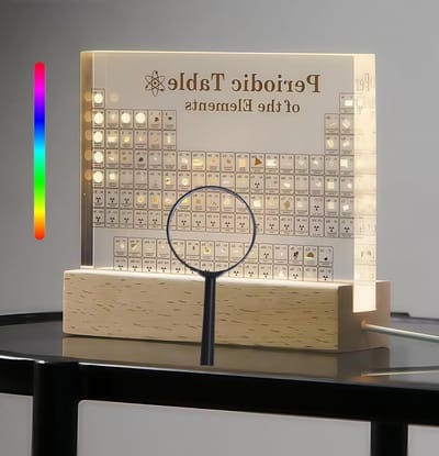 Periodic Table met 83 Elementen en Houten Stand | Chemie Cadeau voor Wetenschapsliefhebbers, Educatief Speelgoed en Decoratie