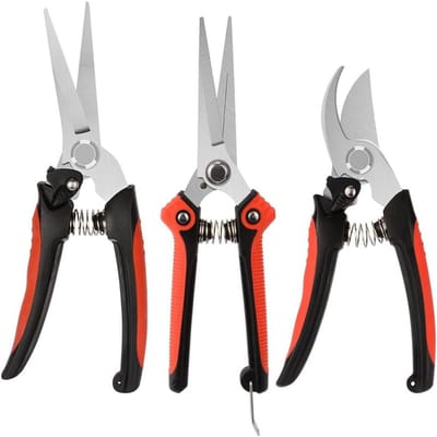 longziming -Professionele 3-delige Snoeischaar Set – Hand Snoeischaar, Bloemenschaar & Heggeschaar – RVS Veerslot – Tuingereedschap