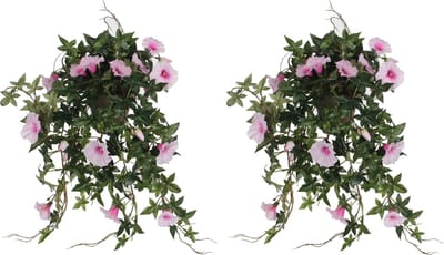 Mica Decorations Kunstplant Petunia - 2x - lichtroze - 50 cm - kunst hangplanten