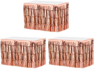 Dailygoods- Tafelrokken 75 x 275 cm - 3 stuks - Lametta met foliefranjes - Feestdecoratie - Bruiloft/Verjaardagsfeesten - Eenvoudig te bevestigen
