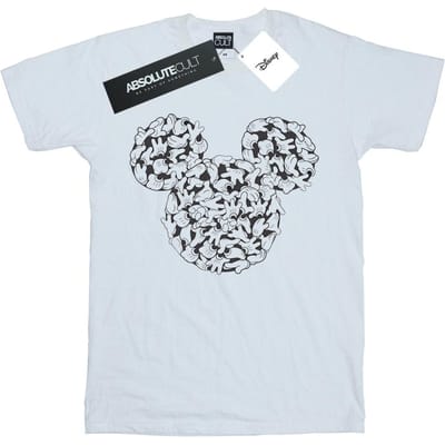 Disney Heren Mickey Mouse Hoofd van Handen T-Shirt (Wit)