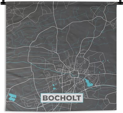 Wandkleed - Wanddoek - Stadskaart – Plattegrond – Duitsland – Blauw – Bocholt – Kaart - 180x180 cm - Wandtapijt