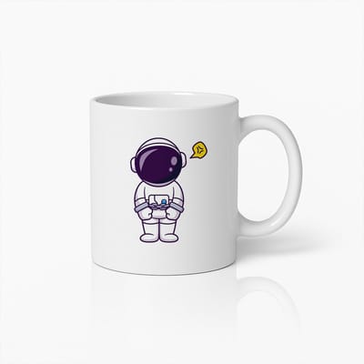 Lieve Astronaut Cartoon Mok – Leuke Ruimte Liefhebber Koffiebeker
