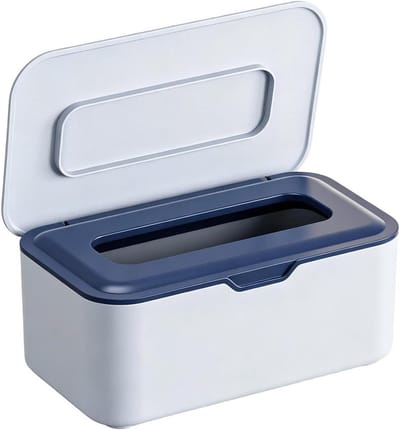 Doekjescontainer Navulbaar - Opbergdispenser Vochtdoekjes - Thuis Gebruik - Vochtwerende Afdichting - 20x12.5x9cm - Blauw