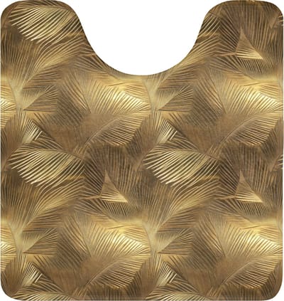 WC mat met uitsparing 55x60 cm - Antislip - Palm - Waaier - Goud - Toiletmat met uitsnijding - Vloermat - Douchemat - Toilet tapijt - Toiletmatten