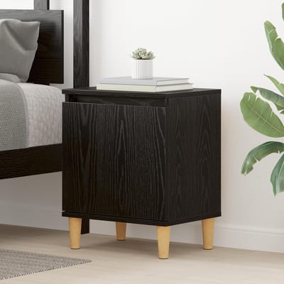 Nachtkastje - Nachttafel - Opbergen naast bed - Stevig bewerkt hout - 40x30x50 cm - Zwart eiken