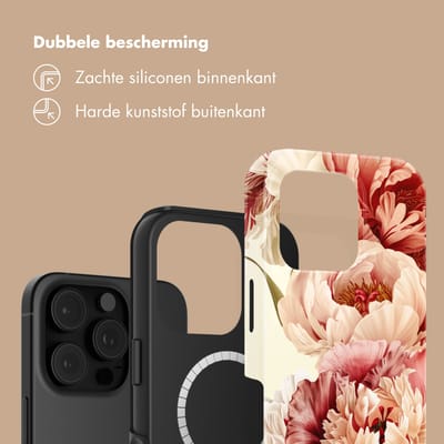 Selencia Hoesje - Geschikt voor Apple iPhone 16 Pro - Backcover geschikt voor MagSafe - Vintage Peony