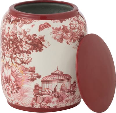 J-Line voorraadpot Moriko - porselein - rood/wit - small