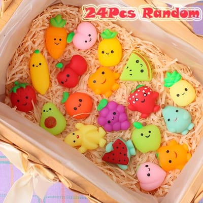 1-24 stuks Mochi Squishy Speelgoed Set voor Kinderen Mini Squishies Fruit Knijpzak Schattig Stressverlichting Angst Verjaardagscadeau Volwassenen Kinderen