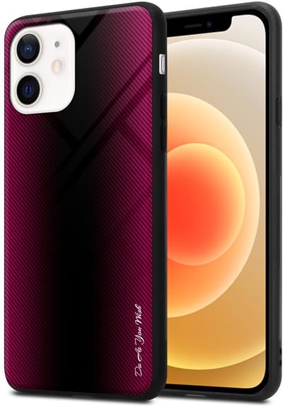 Cadorabo Hoesje geschikt voor Apple iPhone 12 MINI in PAARS ROZE - Beschermhoes gemaakt van TPU silicone Case Cover en achterkant van gehard glas