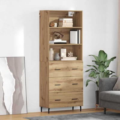 vidaXL - Highboard - 2 - st - Artisan - Eiken - 69,5 - x - 32,5 - x - 180 - cm - Bewerkt - hout