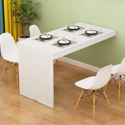 Klaptafel aan muur - Opklap bureau - Ruimtebesparend werken - Stabiel & duurzaam design - 120x50cm - Wit