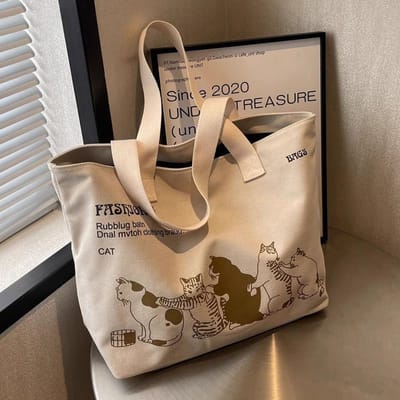 Dames Canvas Tote Bag Modieuze Ruime Duurzame Schoudertas met Ritssluiting en Klassiek Ontwerp Perfect voor Werk With lining wit