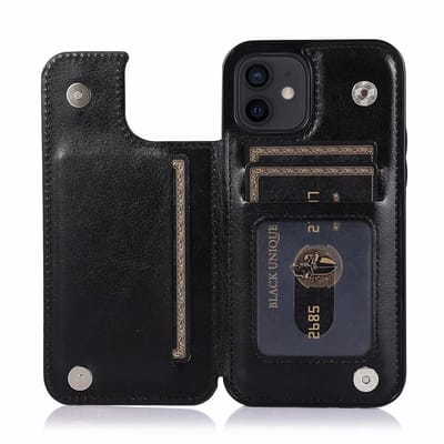 Hoesje geschikt voor iPhone 16e - Backcover - Pasjeshouder - Portemonnee - Kunstleer - Zwart
