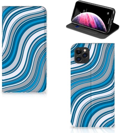Apple iPhone 11 Pro Max Hoesje met Magneet Waves Blue