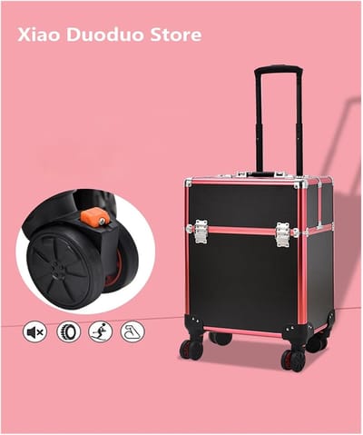 Beauty Trolley - Make-up Koffer - Cosmetica Organiseren - Stille Universele Wielen - 37x26x94 cm - Wijnrood