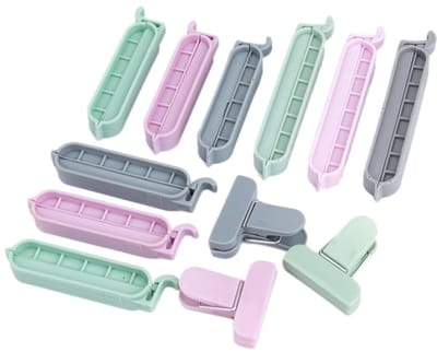 Dailygoods- Sluitclips 12 stuks - Vershoudclips - Zakclips - Snackzakclips - Vrieszakclips - PP Voedselclip - 10,3 x 1,3 x 0,6 cm